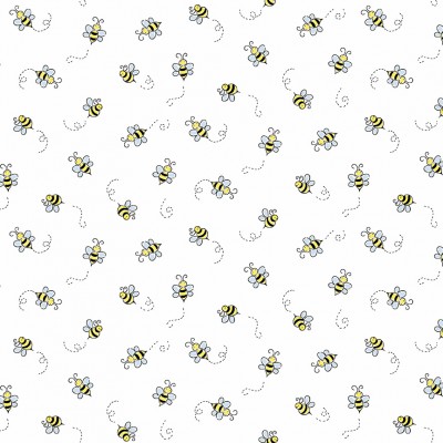 Makower Bees On White-9715L